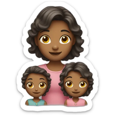 a girl with 3 children sticker