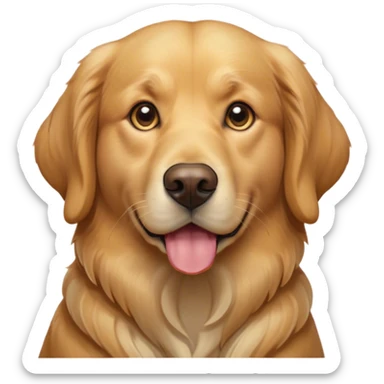 Cinematic Noble Golden Retriever Portrait Emoji, Poised and regal, with a strong, athletic build and a lustrous, well-groomed golden coat, deep-set soulful brown eyes, Simplified yet sharp and sophisticated features, highly detailed, glowing with a soft, dignified glow, high shine, intelligent and friendly, stylized with an air of warmth, focused and attentive, soft glowing outline, capturing the essence of a watchful and confident companion, so majestic it feels as though it could bound out of the screen with effortless authority! sticker
