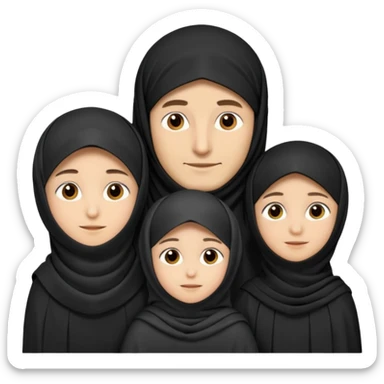 Lebaran. Keluarga terdiri dari Ayah dan ibu, 3 orang anak yang terdiri dari dua anak laki-laki dan seorang anak perempuan yang merupakan anak terkecil. Ibunya menggunakan cadar. sticker