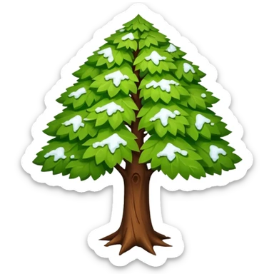 A tree with a little snow on top, symbolizing the end of winter and the beginning of summer. sticker