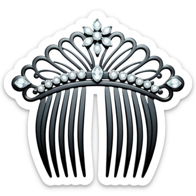 elegant white hair comb with diamonds sticker