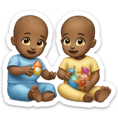 Baby twins playing with toys sticker