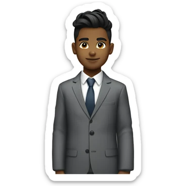 Black haired boy with top knot wearing a suit sticker