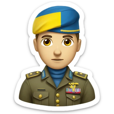 soldier with Ukrainian flag sticker