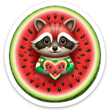Raccoon in a watermelon sticker