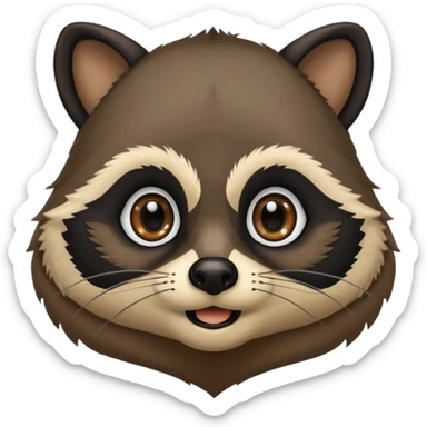 black racoon holding a human mustache sticker