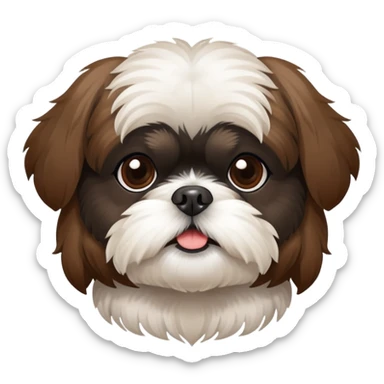 brown and black shi tzu with a white spot on his chest sticker