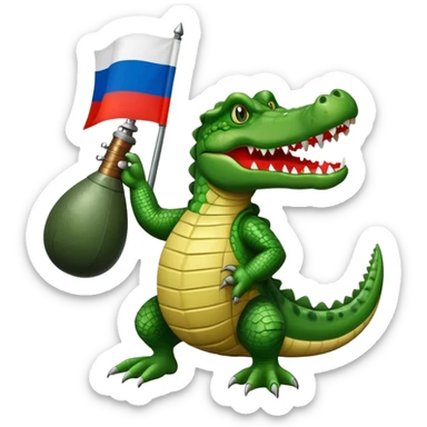 crocodile with a bomb on the background of the Russian flag sticker