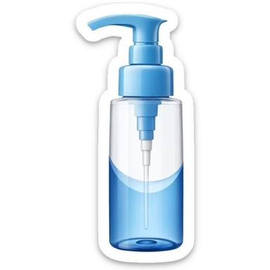 compact plastic spray or gel container with curved modern shape, blue or white tones, topped with press cap or nozzle, sleek fresh design suggesting hygiene and fragrance, no branding, no scent symbols, no extras, just the dispenser, soft lighting, subtle shadows, emoji scale sticker