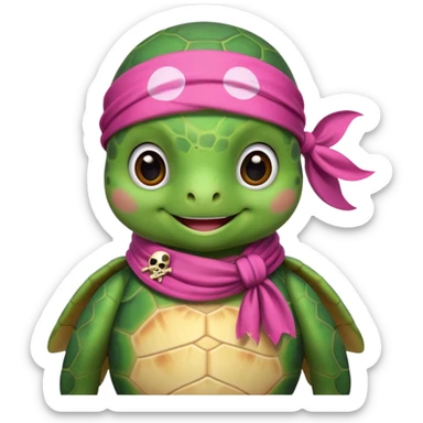 cute sea turtle wearing a pink pirate scarf sticker
