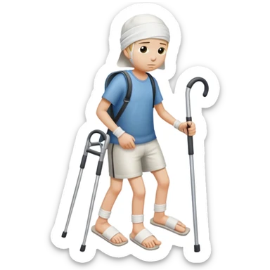 Toe with crutches  sticker