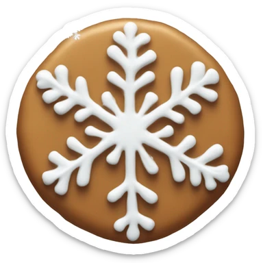 Cinnamon cookie with white frosting and a snowflake sticker