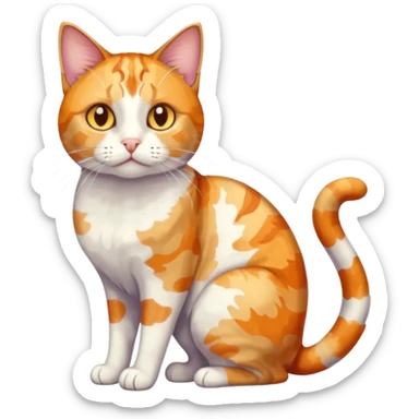 full body anxious looking colourful light calico tabby cat with large patchy patterns sticker