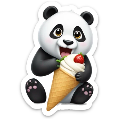 Panda eating ice cream sticker