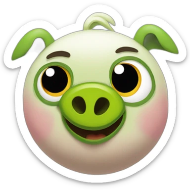 The green pig from Angry Birds rules the birds sticker