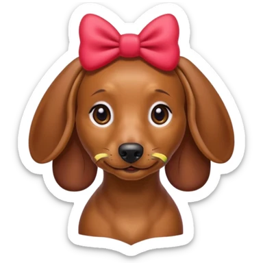 Female Dachshund with red hello kitty bow on her right ear sticker