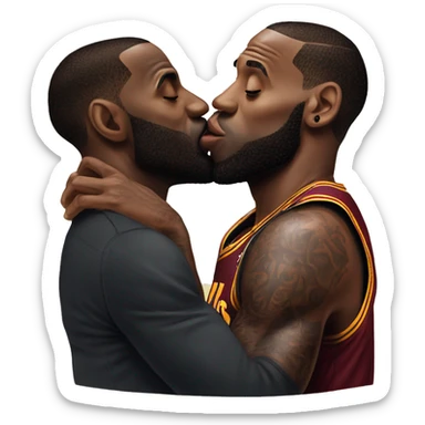 LeBron kissing Shaw sticker