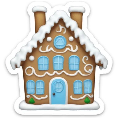 a light blue gingerbread house sticker