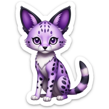 Kawaii Cute Edgy Black Purple White ethereal Serval-Fionbri-Vernid full body sticker