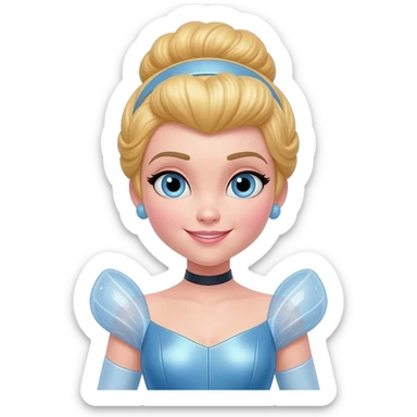 Cinderella from Disney Princess with blue eyes, blonde hair, metallic outfit sticker