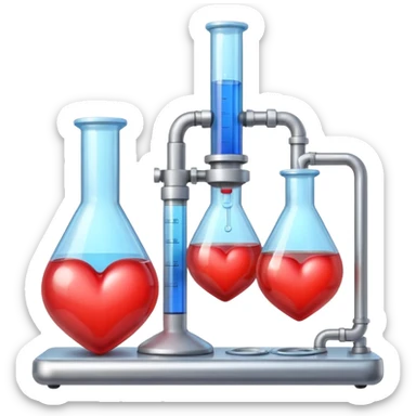 Heart emoji with things of laboratory  sticker