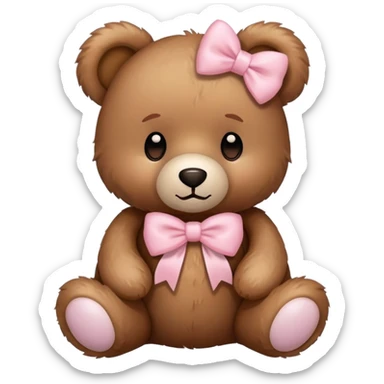 Teddy bear with light pink bow  sticker