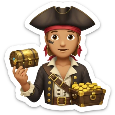pirate with treasure sticker