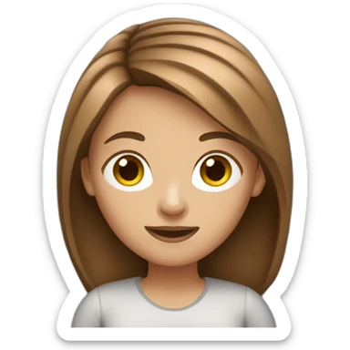 girl with brown even hair and laptop sticker