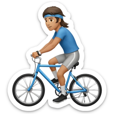 Guy with a mullet on a bicycle sticker