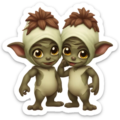 Gremlin couple sharing a sweet kiss sticker