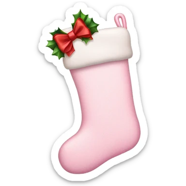  light pink Christmas stocking with bow sticker