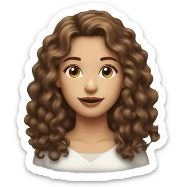 Lady long curly brown hair attractive face brown eyes attractive lips square jaw high cheek bones sticker