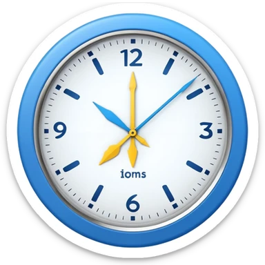 : A round clock face showing a neutral time. Around the clock, two curved arrows forming a circle, symbolizing flexibility and adaptability of working hours. Minimal details, rounded shapes, flat bright colors, consistent with standard emoji design. sticker