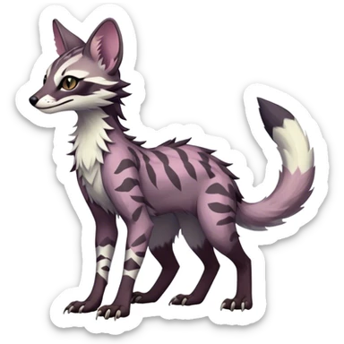Feral Rare Fantasy dark pastel Vernid-Sergal-Genet-Trico-species by LiLaiRa, random markings, tufted tail, tufted ears, full body sticker