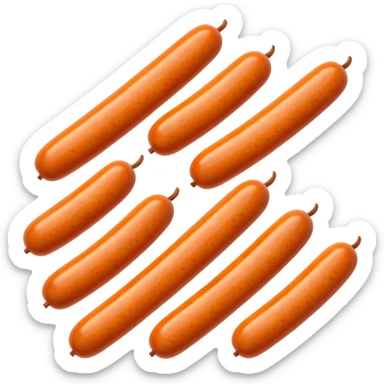 orange cylindrical pieces sausage shaped on each end with no lines sticker