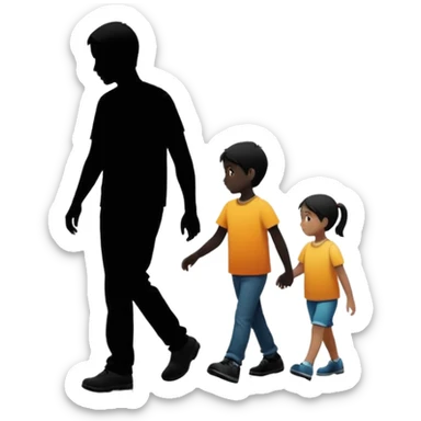 child silhouette walking away from a larger parent silhouette sticker