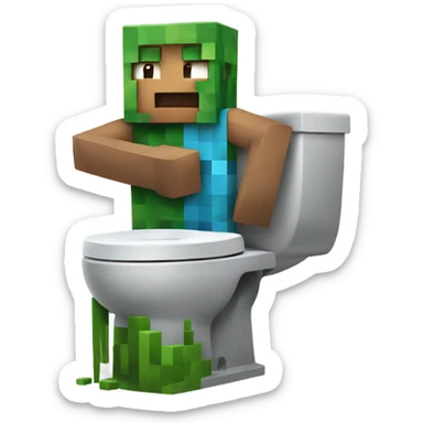 A Skibidi toilet fighting a creeper from Minecraft  sticker