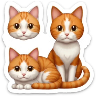 3 sibling cats all various different natural colours; 1 is ginger and white, the next is brown tabby and white and the third is a calico sticker