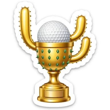 gold cactus trophy golf ball sticker