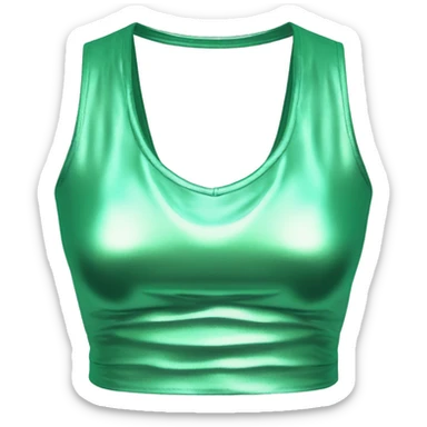 Realistic isolated low cut metallic mint green crop top blouse. sticker
