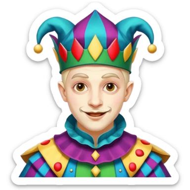 crazy colorful human jolly joker, medieval, vintage, court jester sticker