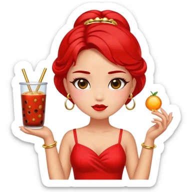 a sassy girl with boba sticker