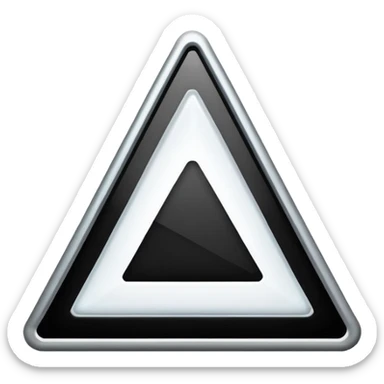 Minimalistic warning triangle emoji, metallic black and white, glowing edges in white, flat vector style, futuristic UI icon

 sticker