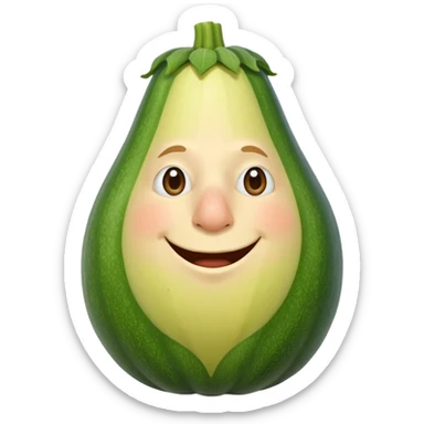 funny cartoon character with a big zucchini nose, standing sticker