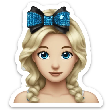 Blue and black bow with rhinestones sticker