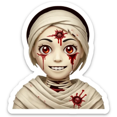 halloween mummy smiling and with blood stains sticker