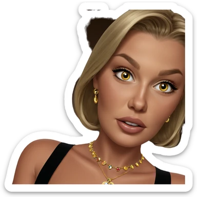 blonde girl portrait with jewelry sticker