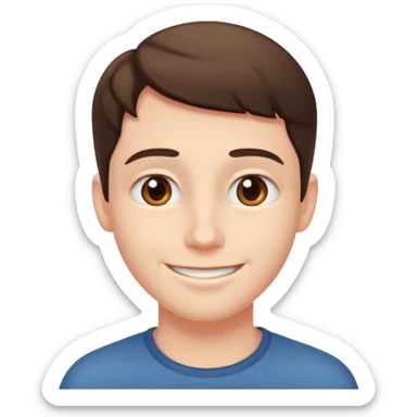 Trusting face emoji with steady gaze, smile, slightly tilted head, softened jaw sticker