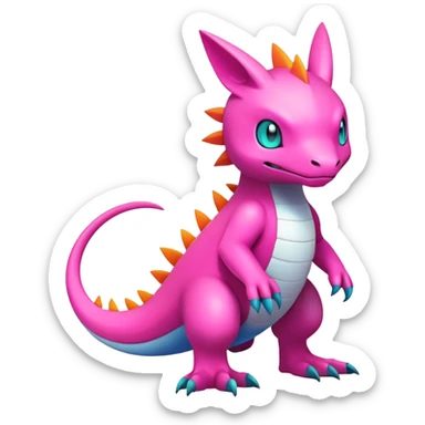 lush pastel-bright-vibrant warm-colored modern colorful neon-colored Fakémon-Digimon-Pokémon-creature (full body) sticker