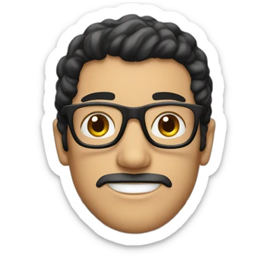 A white man with black hair and glasses wearing keffiyeh  sticker